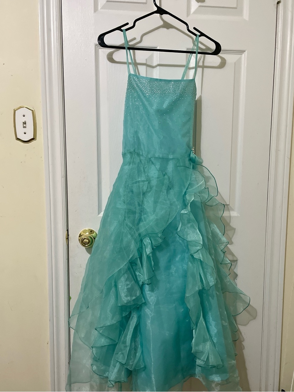 Girls' Aqua Ruffle Formal/Princess Dress with Sparkle Bodice